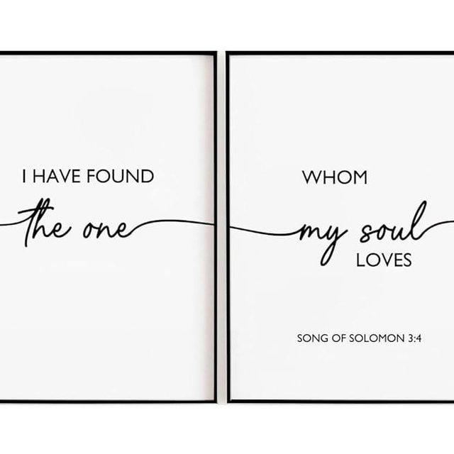 TSDTUO Set of 2 - I Have Found The One Whom My Soul Loves, Master Bedroom Wall Decor, Song of Solomon 3:4, Christian Wall Decor, Bible Verse Wall Art,Lover Gift, Wedding Gift-8x10INCH