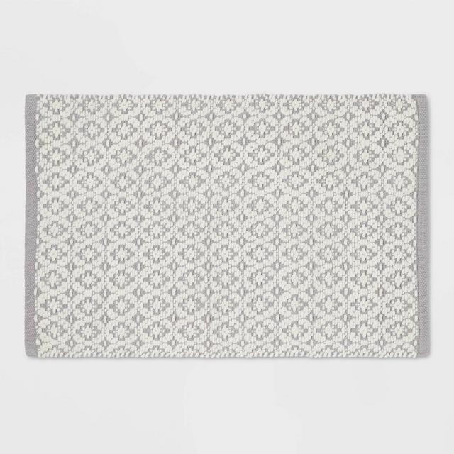 20"x32" Chenille Tile Bath Rug Gray - Threshold™