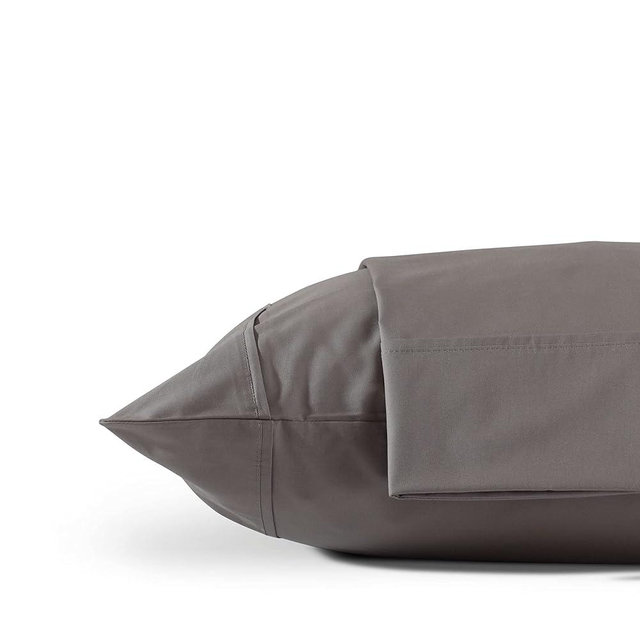 Linen Home 100% Cotton Percale Pillowcases King Size, Charcoal, 2 Pieces of Pillow Case, Crisp and Cool Strong Bed Linen, 20 inches X 40 inches