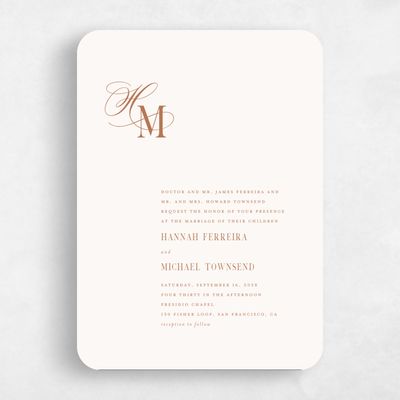 Beige Rounded Wedding Invitation - Jalen Classic