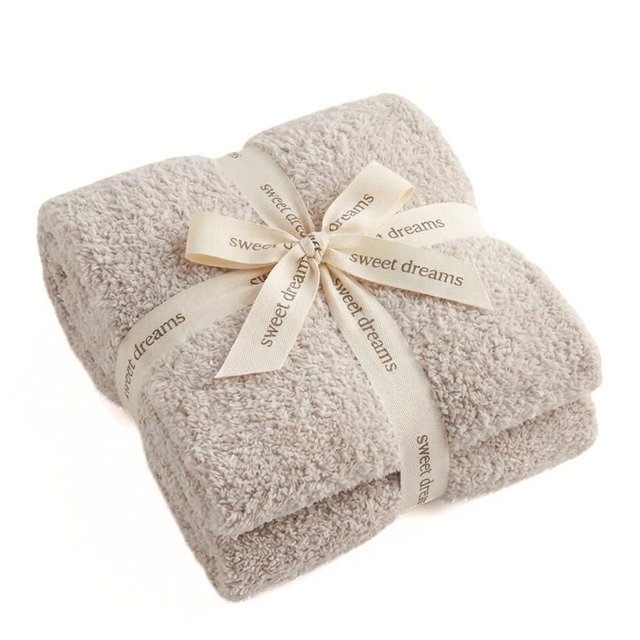 Unboxme Sweet Dreams Cozy Soft Throw Blanket 54" x 72", Warm Fluffy Fleece No Shedding, Taupe - Valentine's Day Gift