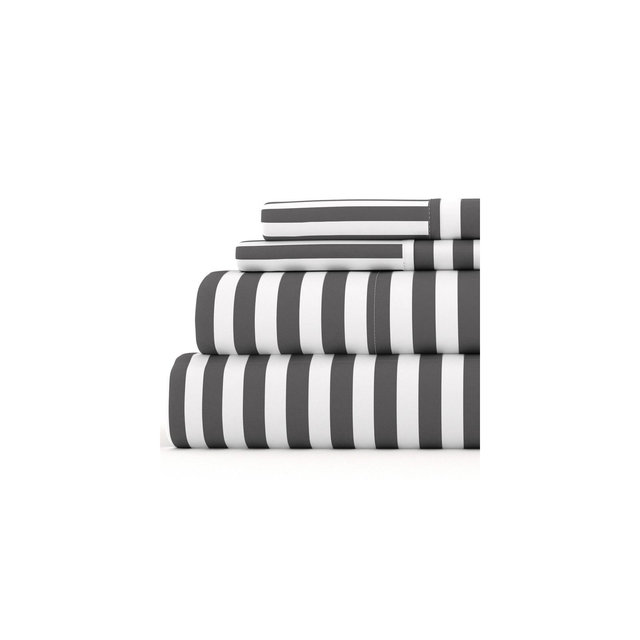 Becky Cameron, Easy Care, Ribbon Pattern Sheet Set, King, Gray