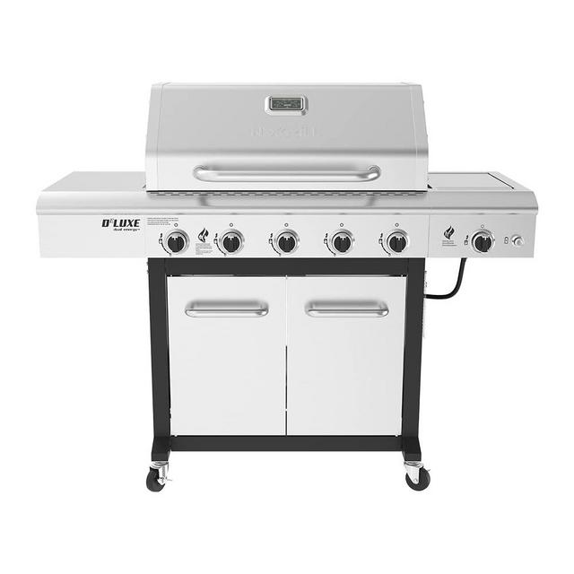 Nexgrill Deluxe 5-Burner Propane Barbecue Gas Grill with Side Table and Ceramic Searing Side Burner, 771 sq. in., 75000 BTUs, Black, Outdoor Cooking, Patio, Barbecue Grill, 720-1046A