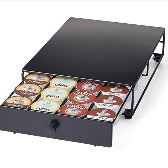 Nifty Home Products 24 Coffee Pod Capacity Storage Drawer Rolling K-Cup Holder, 12.75x8.25x3, Black