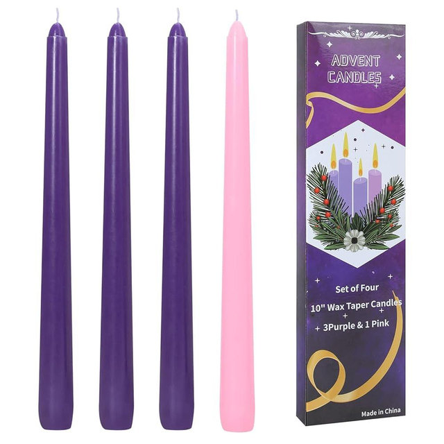CLCYICEN 4 Pack Christmas 10in Unscented Advent Candles for Seasonal Celebrations, Holidays, Church, Celebration, Party