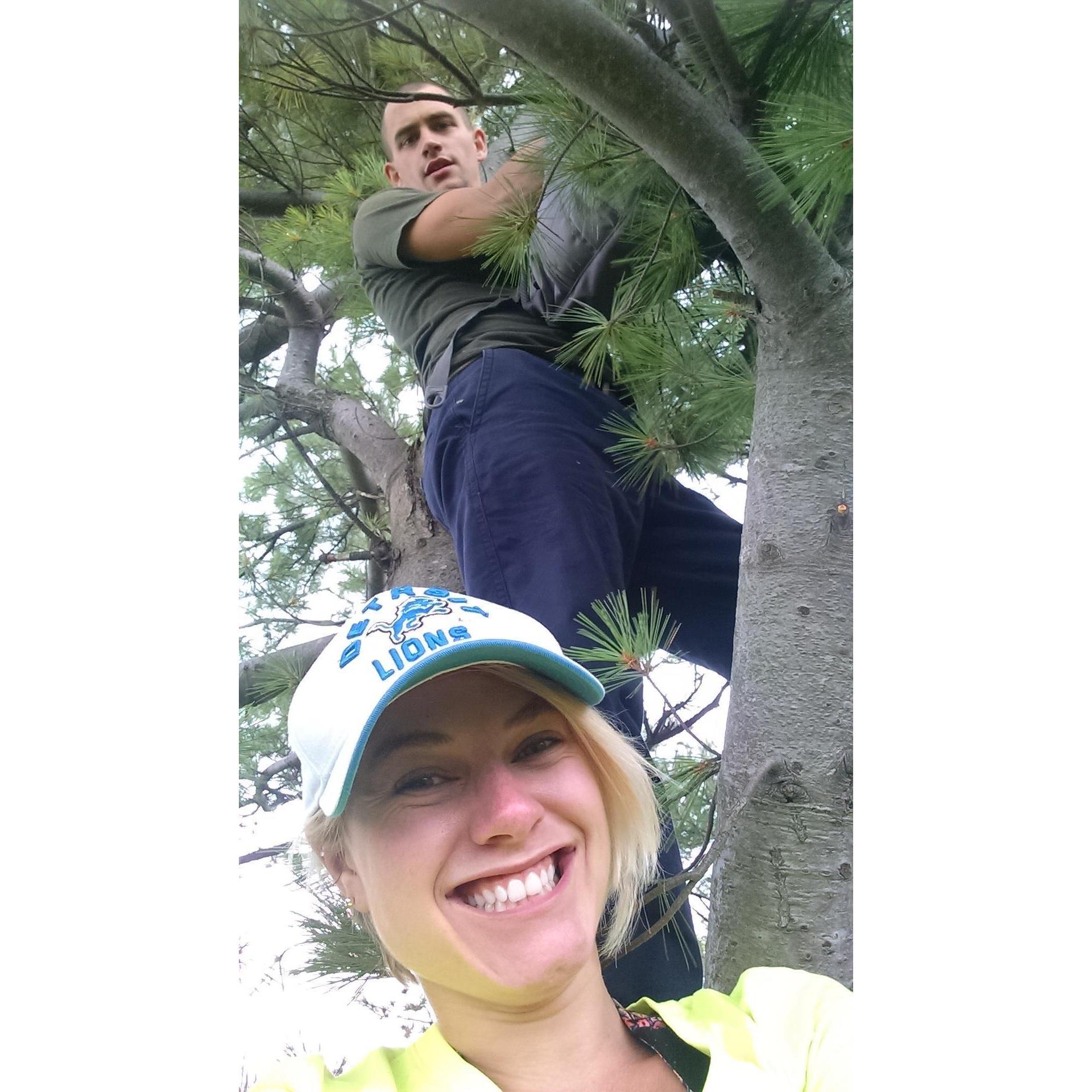 Climbing trees to watch the Greenwood Lake Airport Airshow because we were too broke and cheap to buy tickets!