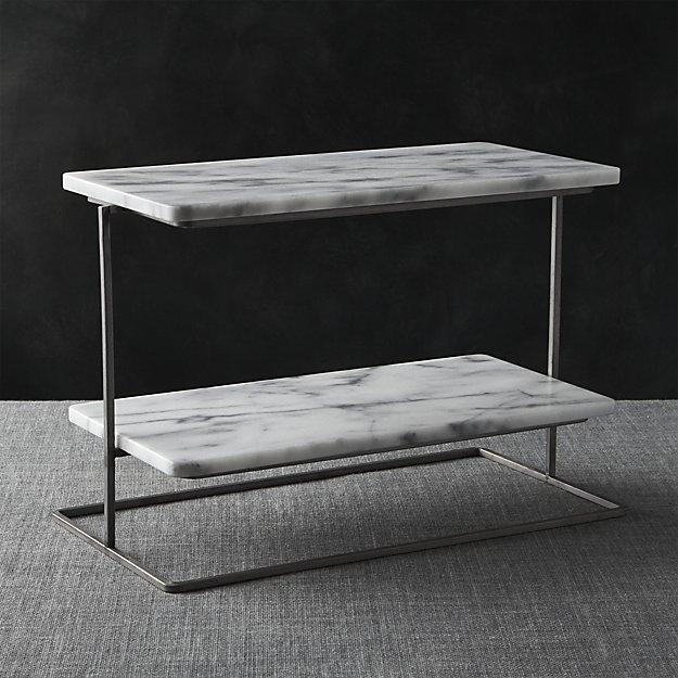 Crate and Barrel French Kitchen Marble 2-Tier Server