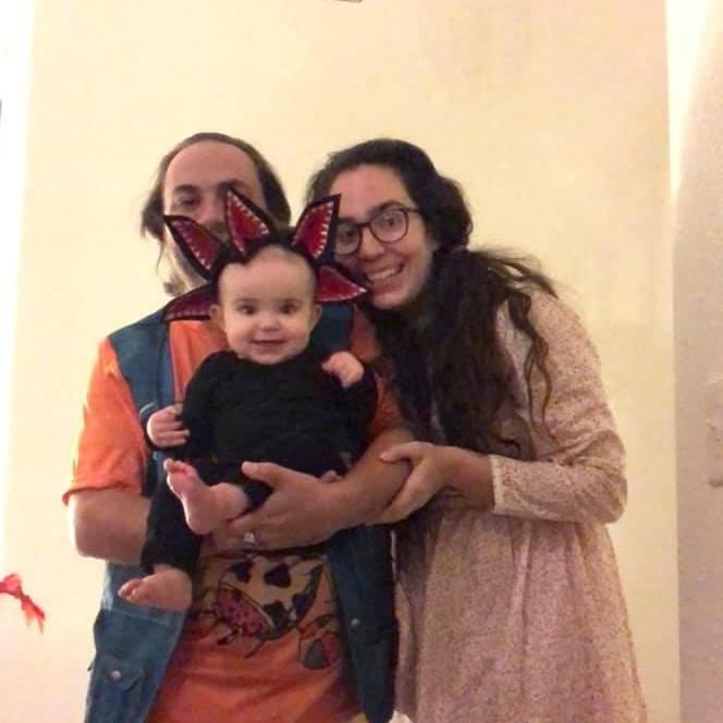 As a family, we dressed up as characters from the TV show Stranger Things for Halloween.