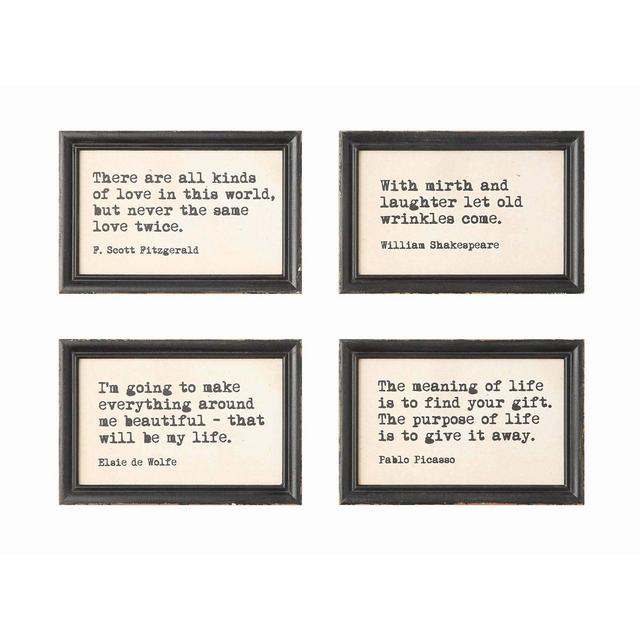 Set of 4 Quotes Wood Framed Decorative Wall Art - 3R Studios