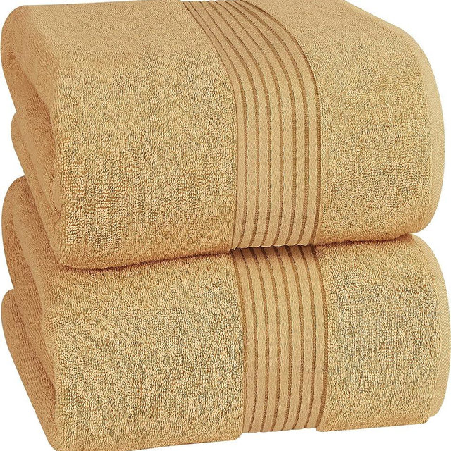 Utopia Towels - Premium Jumbo Bath Sheet 2 Pack - 100% Cotton Highly Absorbent and Quick Dry Extra Large Bath Towel - Super Soft Hotel Quality Towel (35 x 70 Inches, Beige)