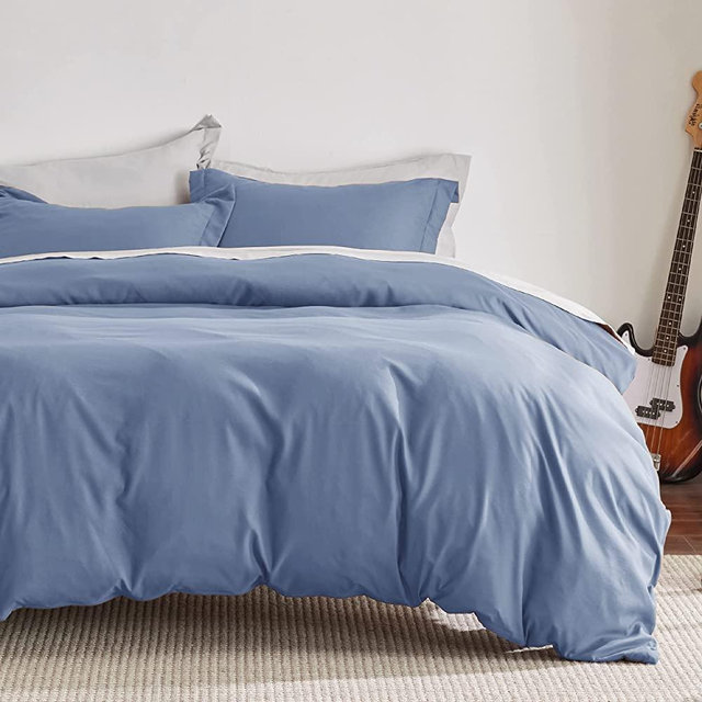 Bedsure Slate Blue Duvet Cover King Size - Soft Brushed Microfiber Duvet Cover Set 3 Pieces with Zipper Closure, 1 Duvet Cover 104x90 inches and 2 Pillow Shams (No Comforter)