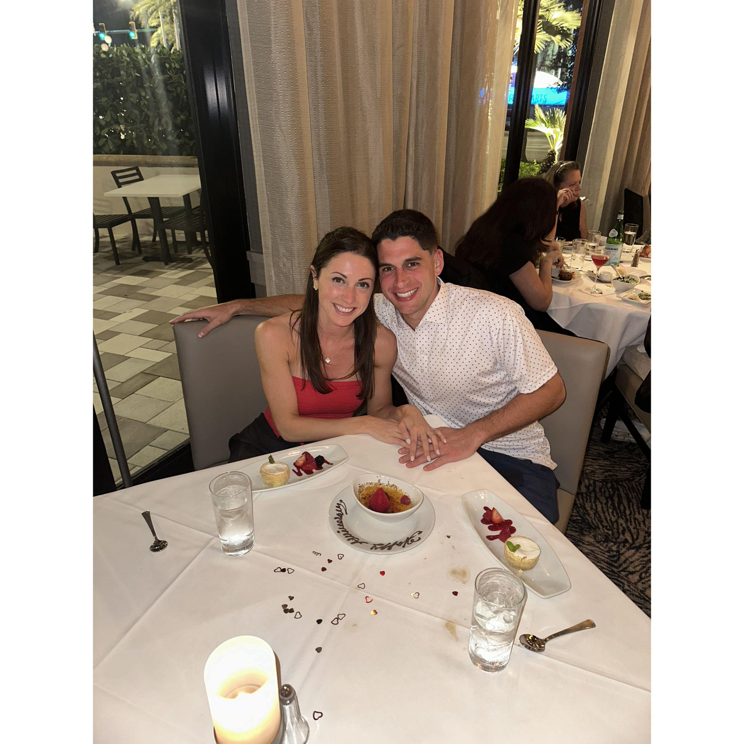 Our engagement dinner at Ruth's Chris