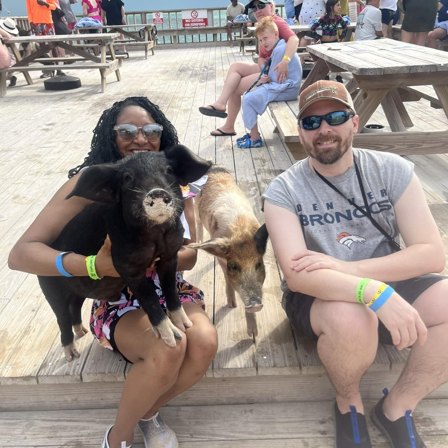 We had a chance to pet these little piggies on an island where they live - one of the excursions on our cruise to the Bahamas.