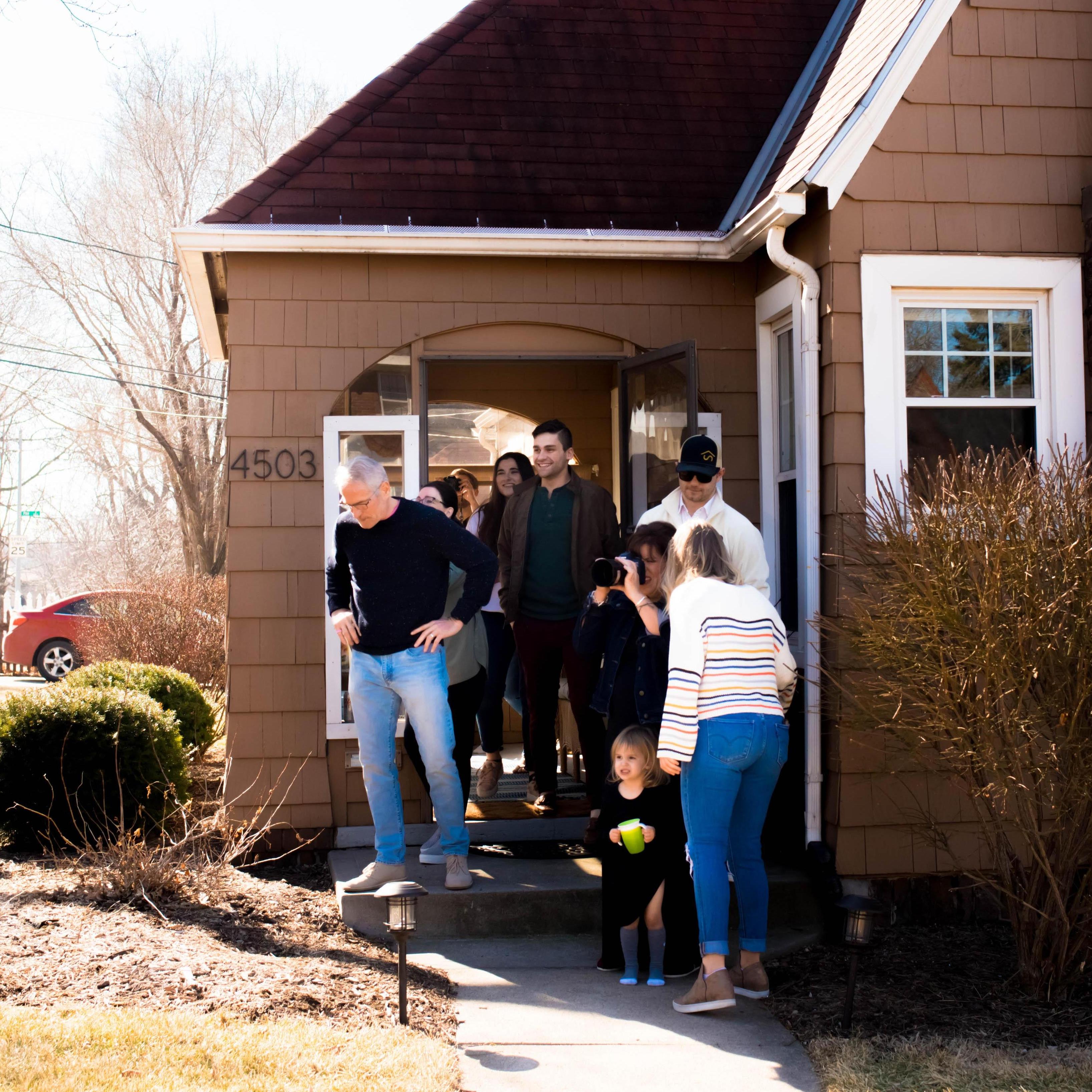 The mass exodus of friends and family who were there to surprise us after the proposal!