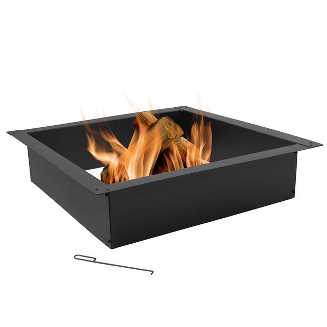 Sunnydaze Fire Pit Ring - Outdoor Large Square Insert - DIY Firepit Rim Liner - Above or In-Ground - Heavy-Duty 2.0mm Steel - 42-Inch Square Outside x 36-Inch Square Inside Dimensions