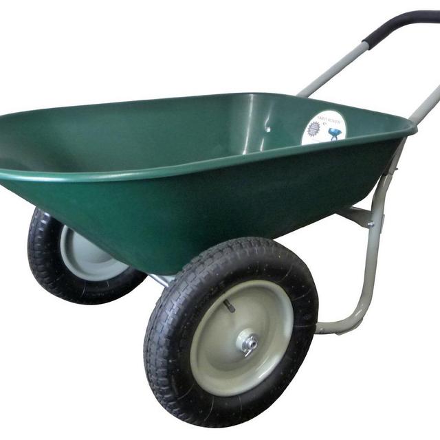 Marathon Dual-Wheel Residential Yard Rover Wheelbarrow and Yard Cart - Green