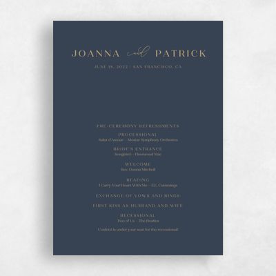 Navy, Blue Wedding Program - Colbie