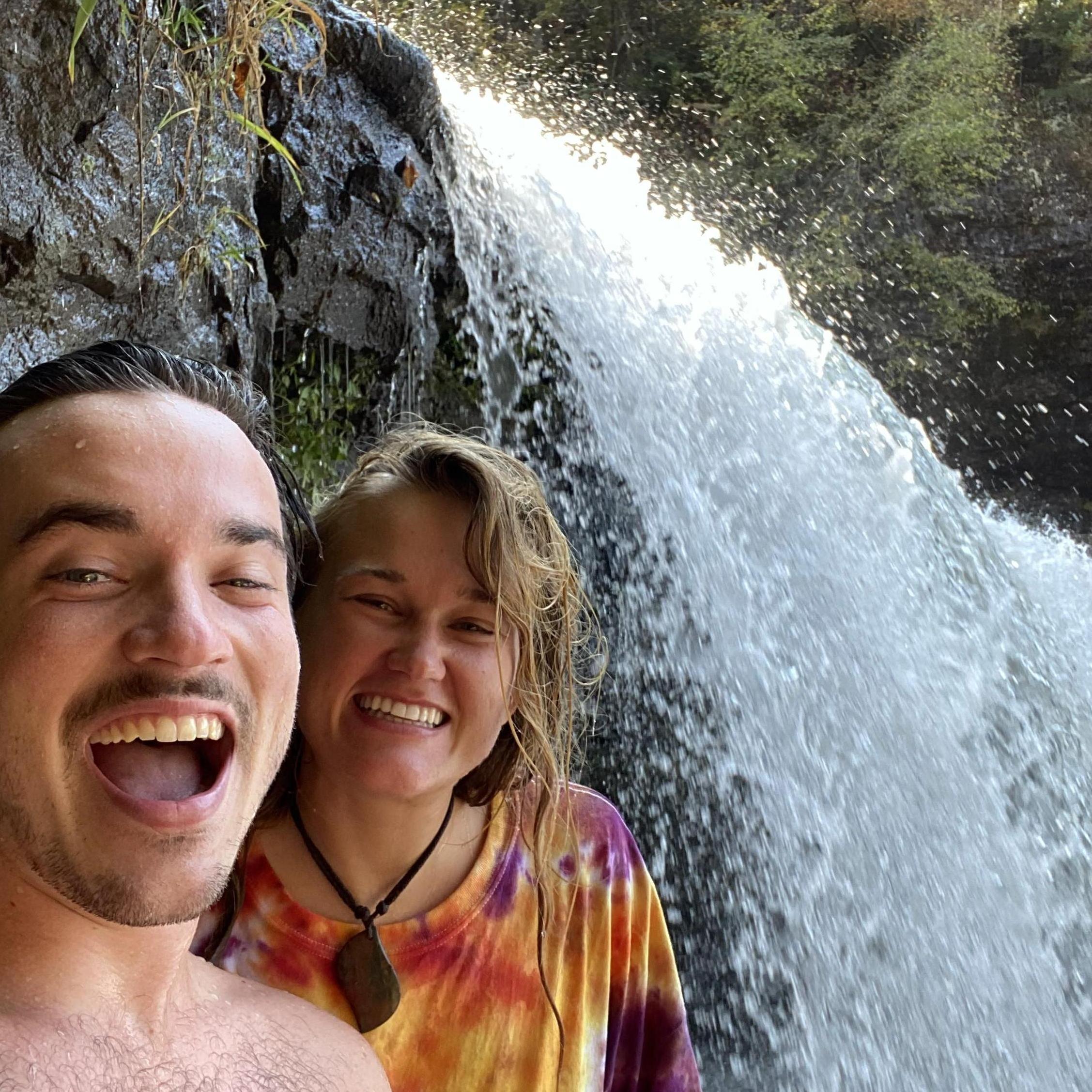 Bathing in the waterfall at Willow River State Park