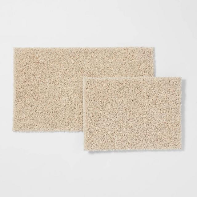 2pk Antimicrobial Bath Rug Set Tan - Total Fresh