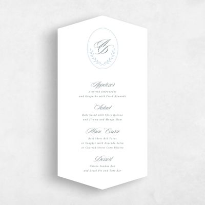 White Diamond Wedding Menu - Clyde