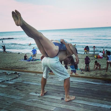 Acro on the beach!