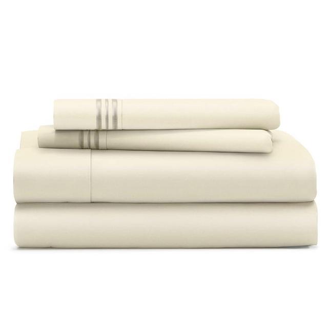Cosy House Collection Everyday 1500 Series Bed Sheet Set - Ultra Soft & Cool Hotel Luxury Bedding - Deep Pocket - Wrinkle, Stain and Fade Resistant - 4 Piece Set (Queen, Ivory)