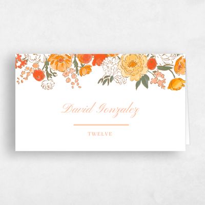 Peach Sorbet, Orange Wedding Place Card - Colombe