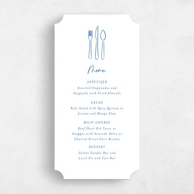 Blue Ticket Wedding Menu - Oia