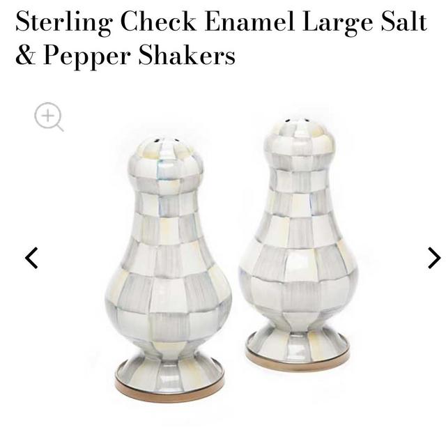 MacKenzie Childs Sterling Check Enamel Large Salt & Pepper Shakers