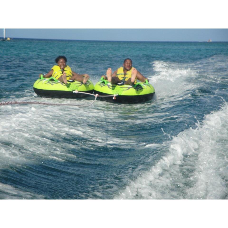 Watertubing in Jamaica...I'm sure there were sharks...