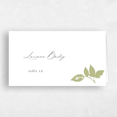 White Wedding Place Card - Jasmine