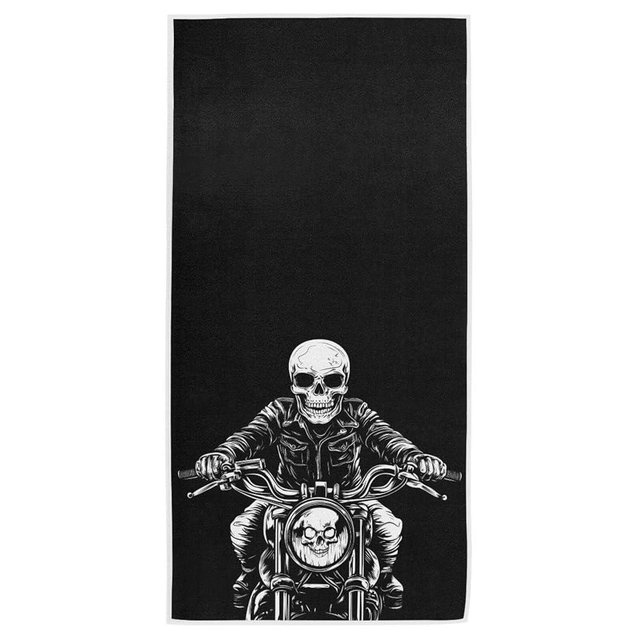Peystean Cotton Towel, Fashion Skull Ride Motorcycle Black Absorbent Soft Hand Towels Home Decor for Guest, Bathroom, Beach, Guest, Hotel, Gym and Spa(16" x 30")