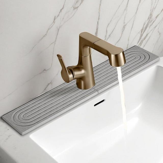 Faucet Mat for Kitchen Sink,Quick Drying Splash Guard,Fast Drying Stone Sink Tray,Prevents Moisture Buildup Sink,Durable Protector for Kitchen,Bathroom Counter-Grayish