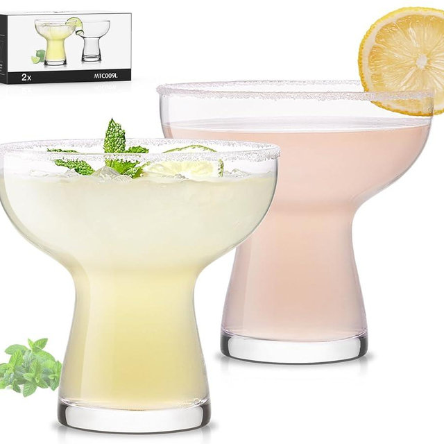 LUNA & MANTHA Martini Glasses, Martini Cocktail Glasses for Margarita, Manhattan, Cosmopolitan, Espresso, Home Bar, Evening Parties, Birthdays, Housewarming Gift,14oz-Margarita Set of 2
