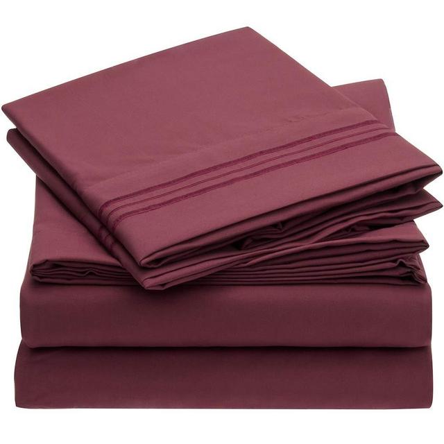 Mellanni Bed Sheet Set - Brushed Microfiber 1800 Bedding - Wrinkle, Fade, Stain Resistant - 3 Piece (Twin, Burgundy)