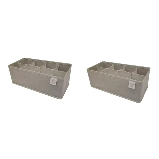 Squared Away™ 8-Compartment Canvas Drawer Organizers in Oyster Grey (Set of 2)