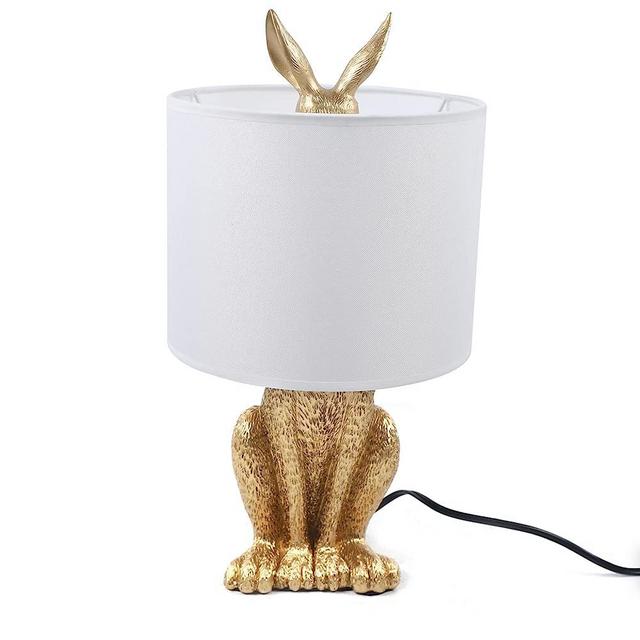 YIYIBYUS Cute Bunny Lamp, Gold Bunny Night Light for Bedroom,Unique Rabbit Decor Nightstand Lamp with E27 Bulb