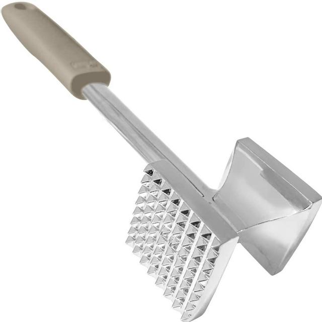 Gorilla Grip Commercial Grade Meat Tenderizer, Oversized Kitchen Mallet, Soft Grip Handle, Tool Maximizes Food Flavor, Textured Side to Tenderize, Smooth Flattens Steaks, Pound Beef, Almond
