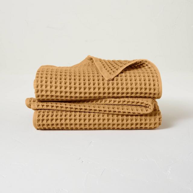 2pk Waffle Bath Towel Set Honey - Casaluna™