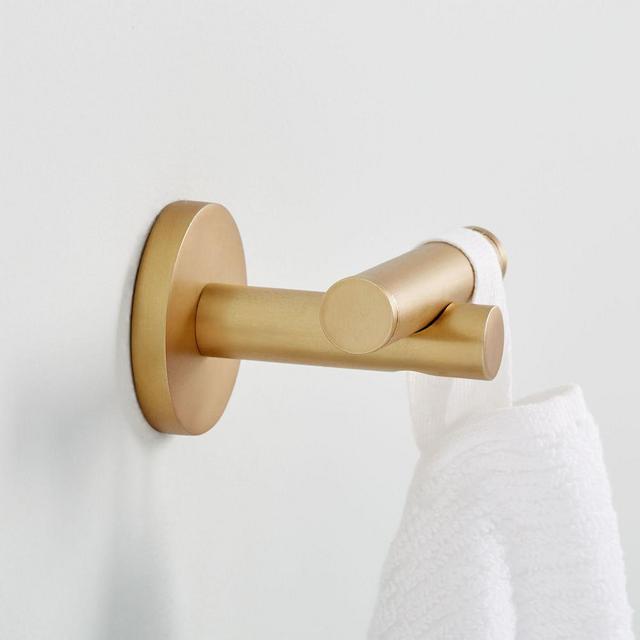Modern Overhang Towel Hook, Antique Brass