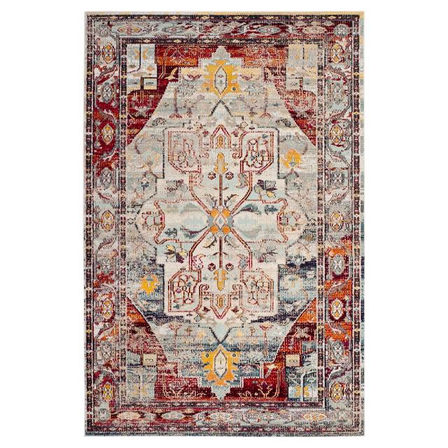 Light Blue/Red Medallion Loomed Area Rug 6'7"X9'2" - Safavieh
