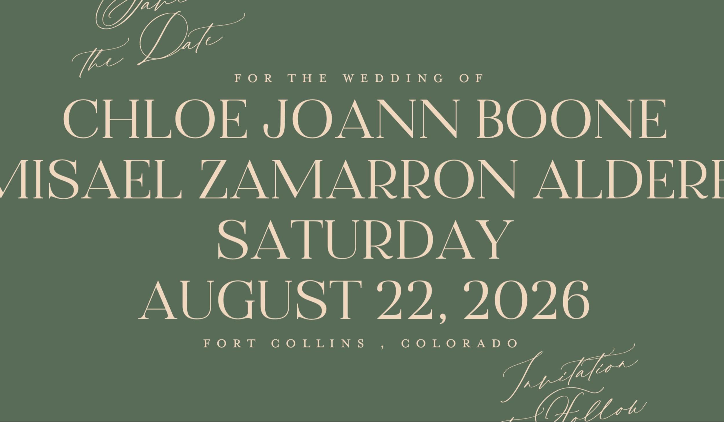 The Wedding Website of Chloe Joann Boone and Misael Zamarron Alderete