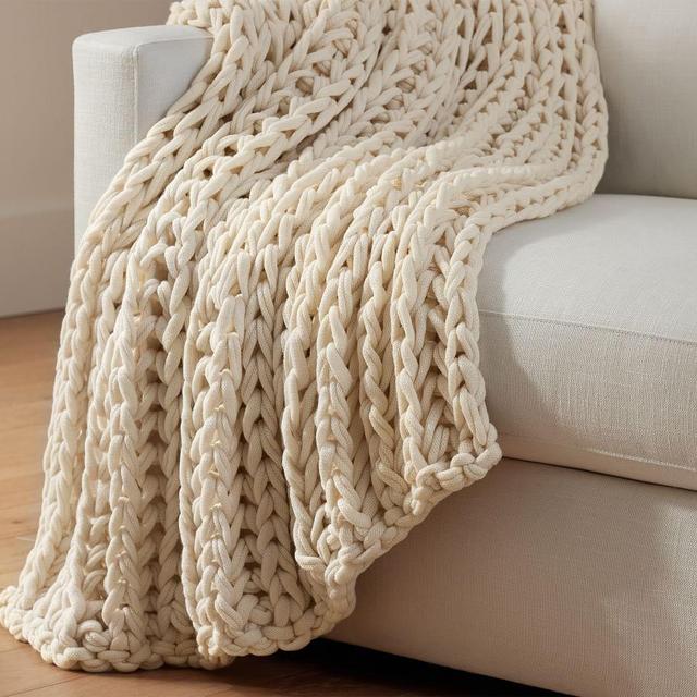 Ribbed Colossal Throw, 44" x 56", Ivory