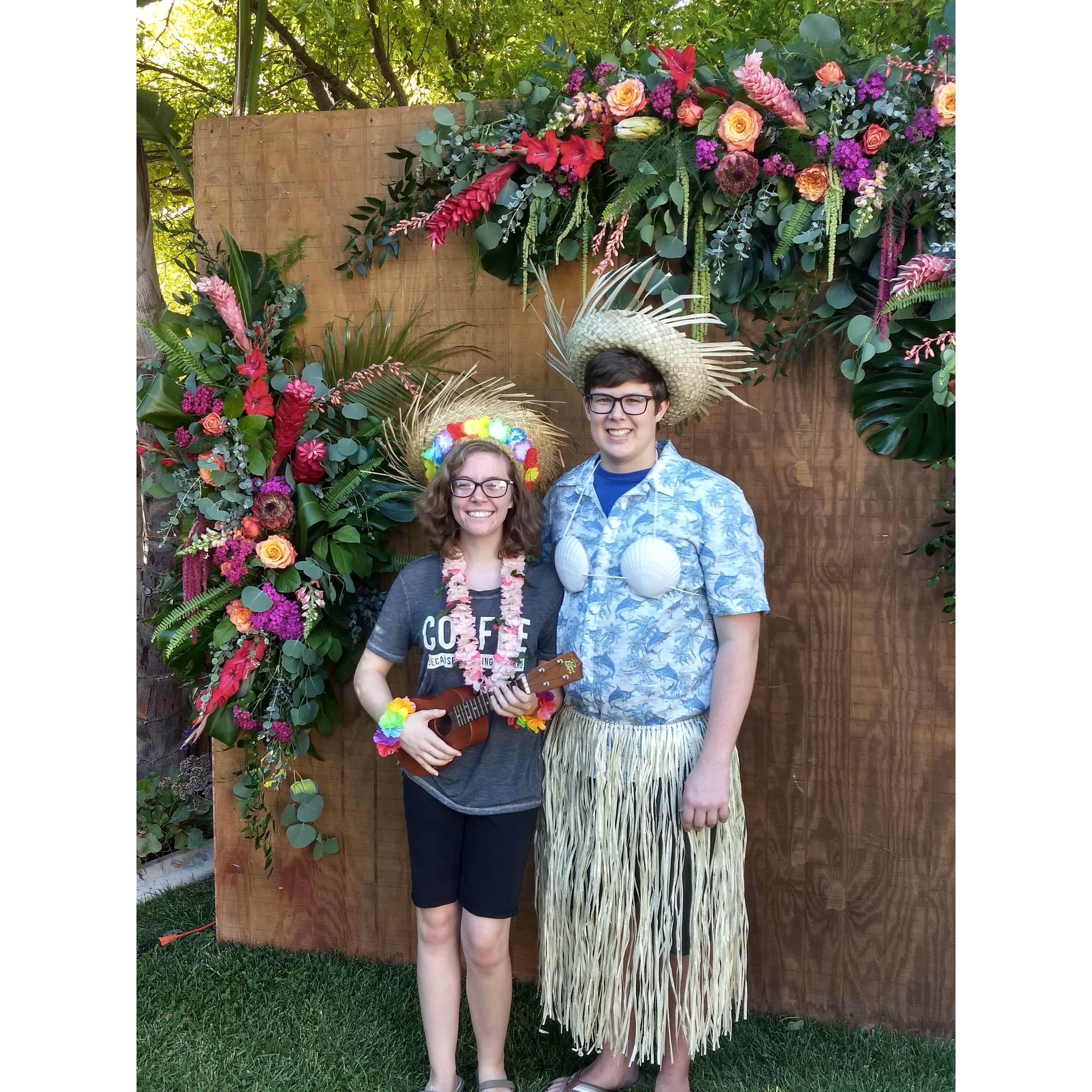 At a Luau-themed party, June 2019