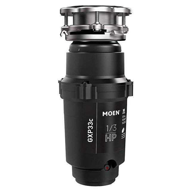 Moen GXP33C Lite Series PRO 1/3 HP Continuous Feed Garbage Disposal, Power Cord Included , Black