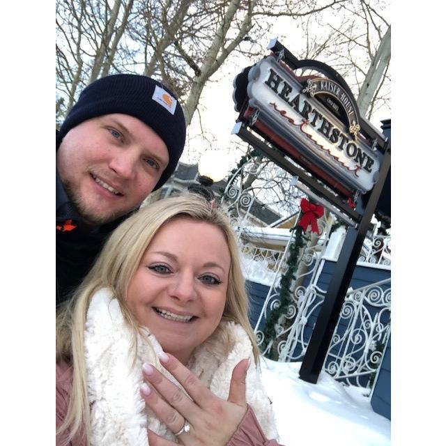 One year after being engaged, celebrating at the Hearthstone in Breckenridge, Colorado.