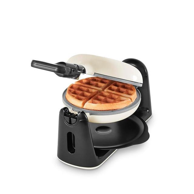 DASH Flip Belgian Waffle Maker With Ceramic Coating for Individual 1" Thick Waffles – Cream