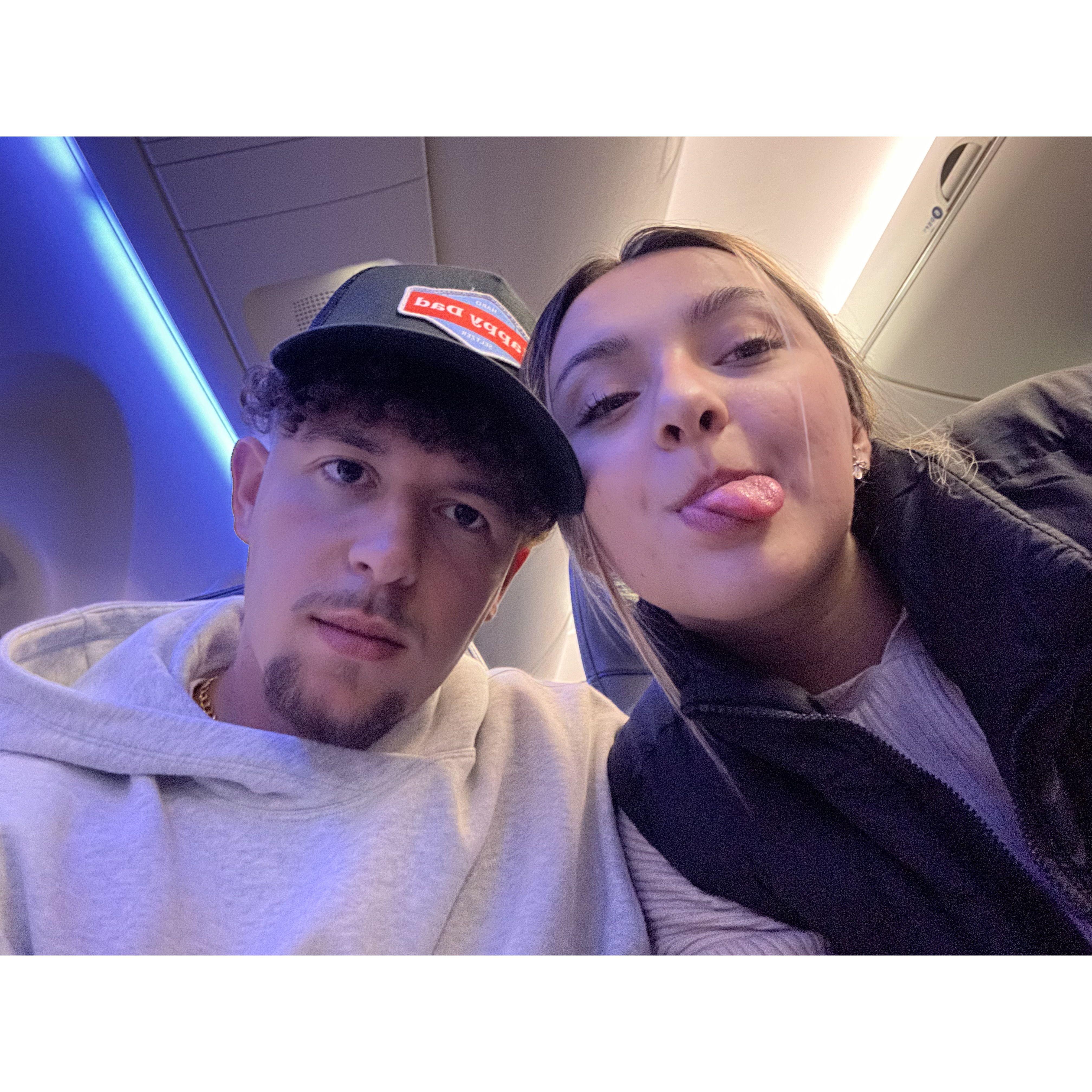 In the plane on the way to Boston