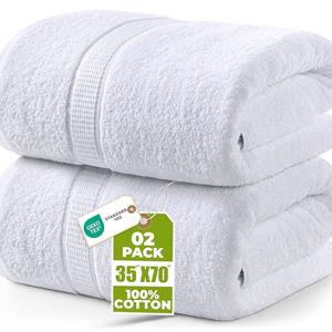 Utopia Towels Luxurious Jumbo Bath Sheet 2 Piece, 600 GSM, 35 by 70 Inches, 100% Ring Spun Cotton, Highly Absorbent and Quick Dry Extra Large Bath Towel, Super Soft Towel, White
