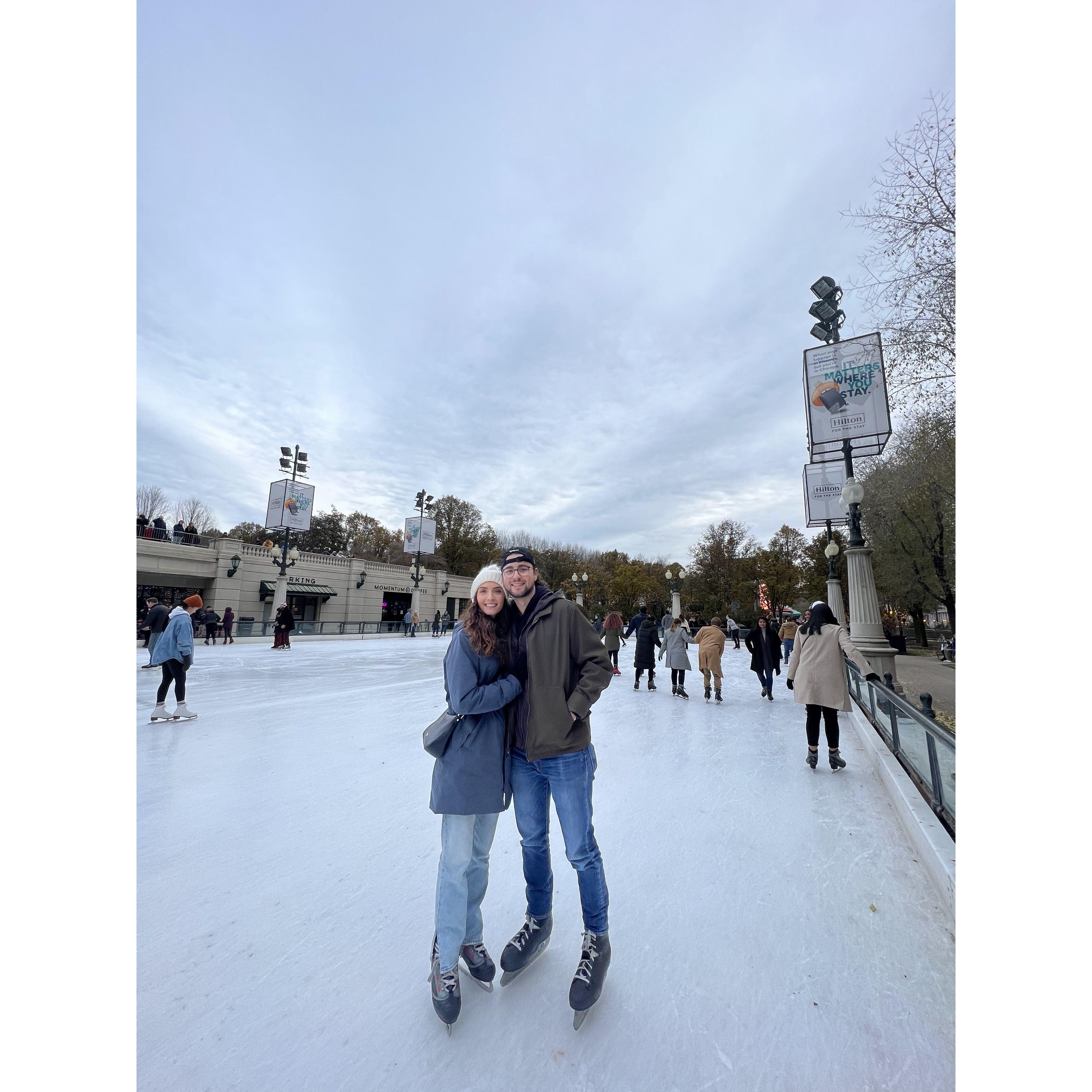 Ice skating at Millennium Park